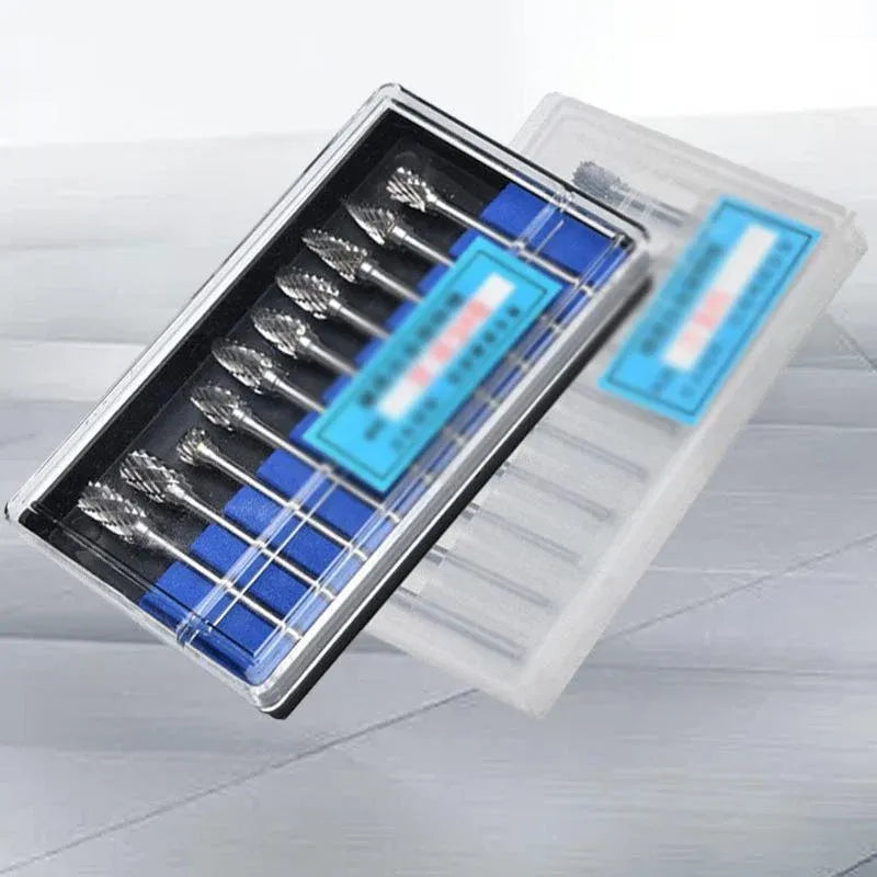 10PCS Tungsten Carbide Rotary Burr Set for Rotary Tools and Dremel - Blue Box