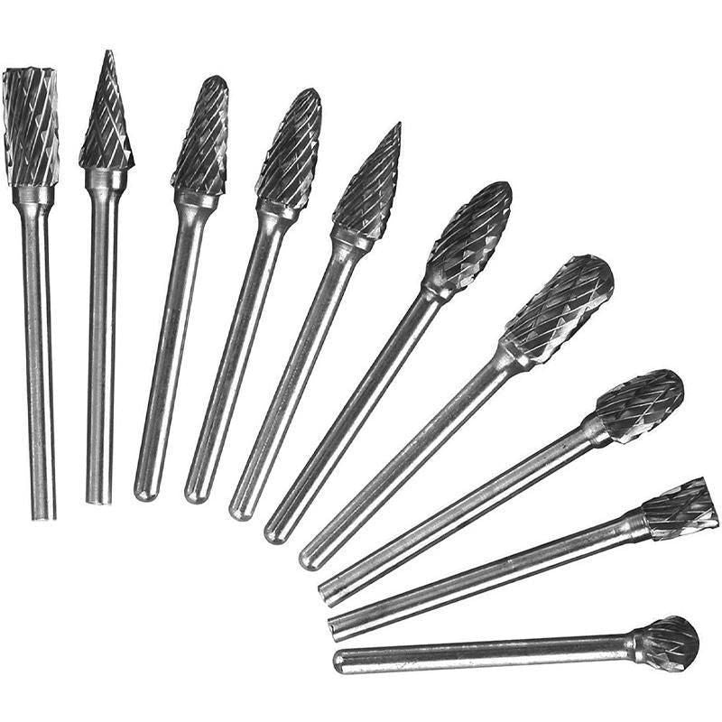 10PCS Tungsten Carbide Rotary Burr Set for Rotary Tools and Dremel - Blue Box