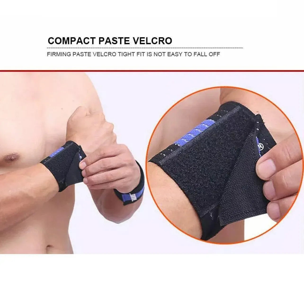 Aolikes Wrist Brace Elastic Bandage Support Sport Gym Wrap Fitness Wristband - Black+Blue