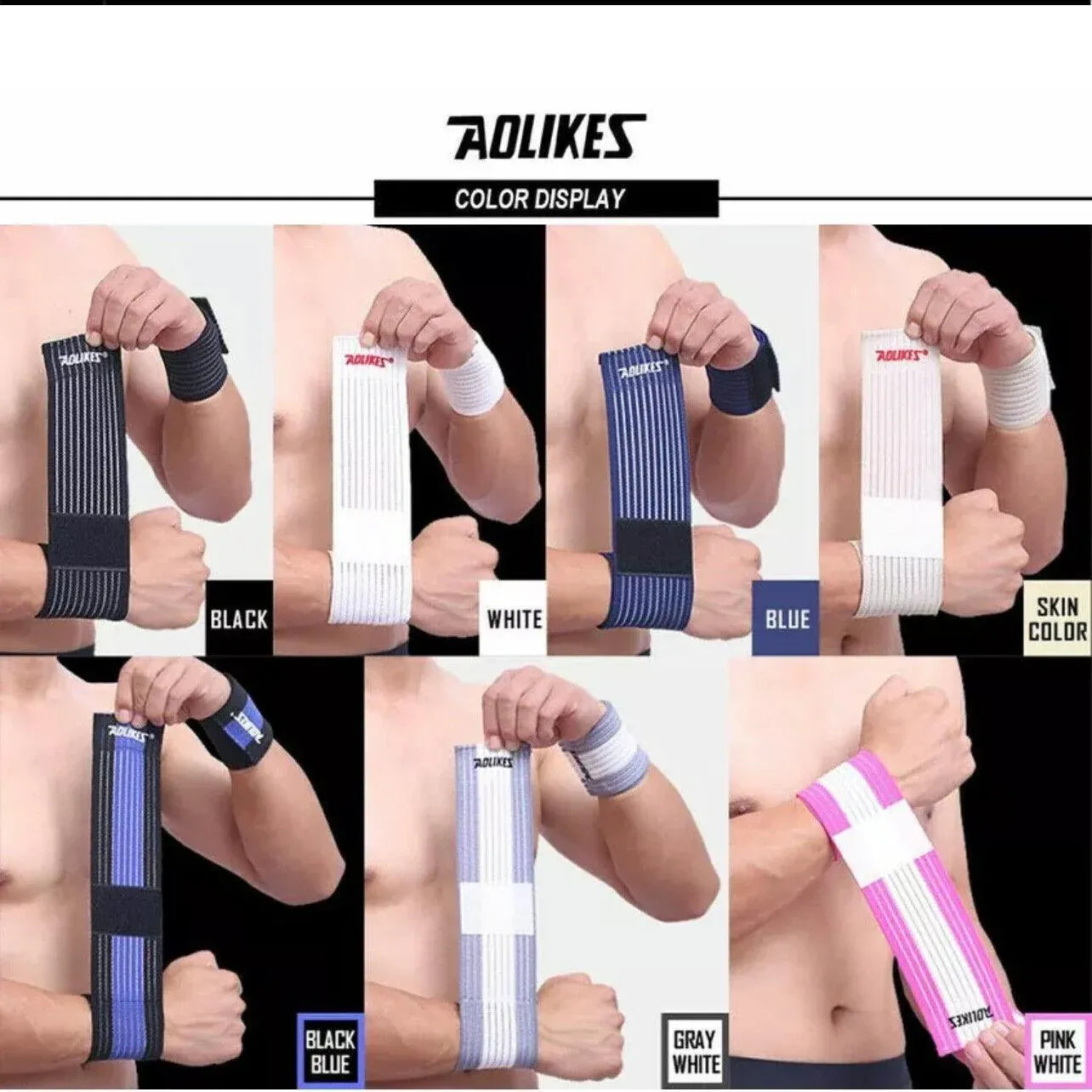 Aolikes Wrist Brace Elastic Bandage Support Sport Gym Wrap Fitness Wristband - Blue