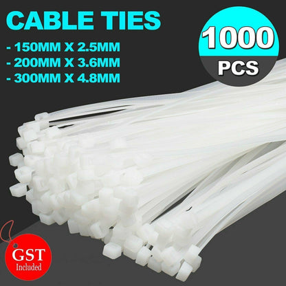 250-1000X Cable Ties Zip Ties Nylon Uv Stabilised Bulk White Clear Cable Tie - 4*150mm 500 PCS