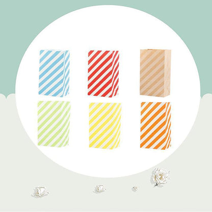100X Colourful Plaid Kraft Paper Bag Candy Cookie Snack Cake Gift Bags 9X6X18cm - Blue