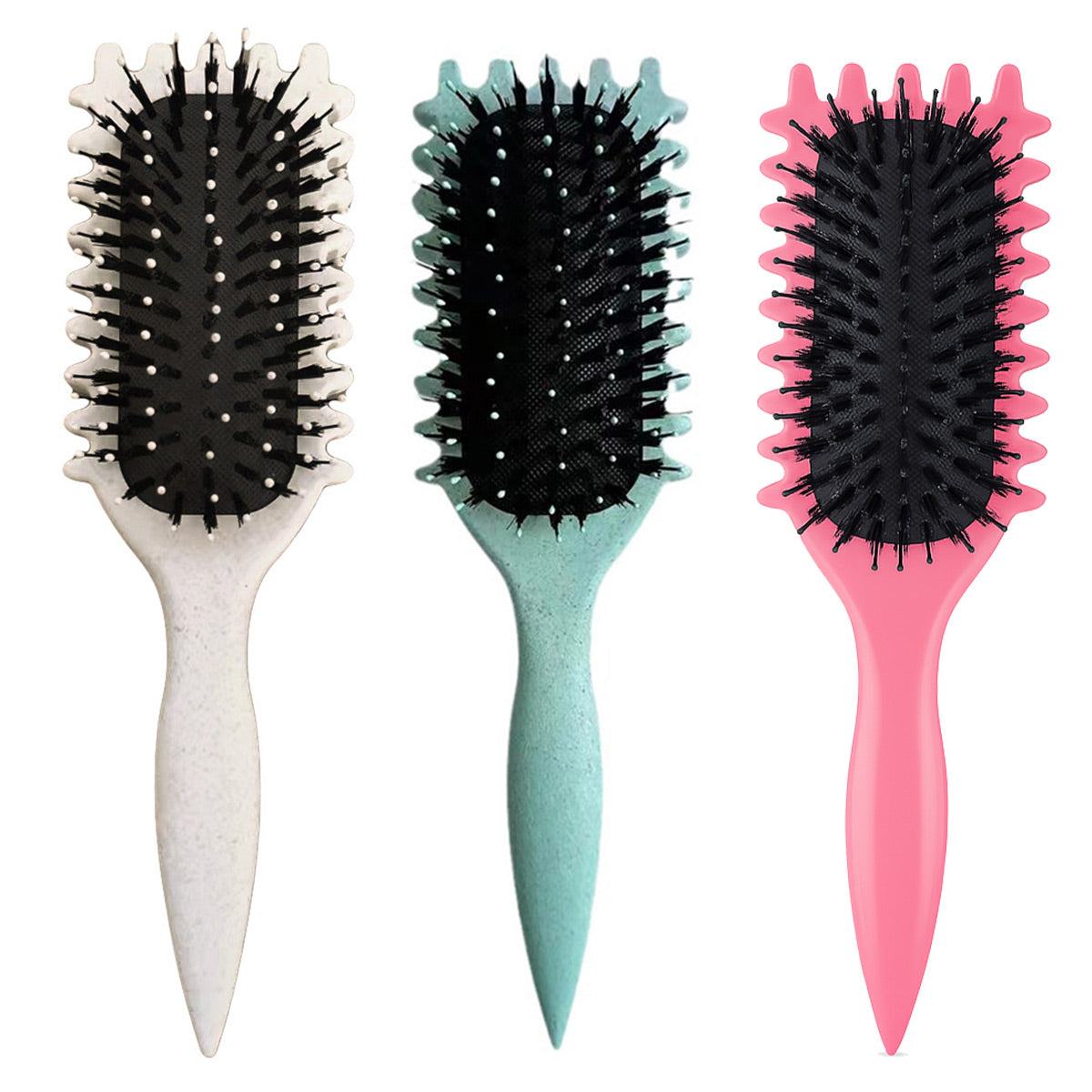 Bounce Curl Defining Styling Brush Air Cushion Comb for Hair Care and Styling - Green