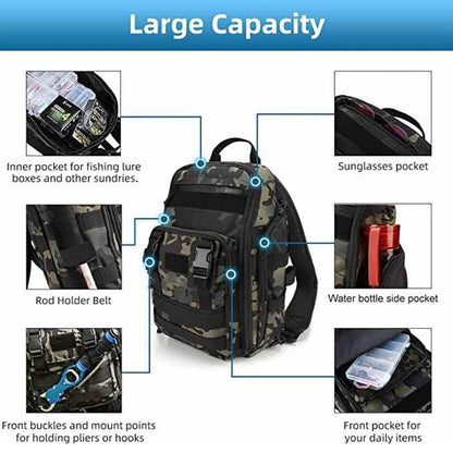Fishing Tackle Backpack Storage Bag Shoulder Fishing Gear Bags Outdoor Backpack - Black