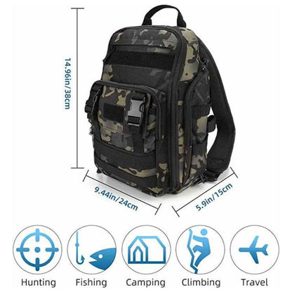 Fishing Tackle Backpack Storage Bag Shoulder Fishing Gear Bags Outdoor Backpack - Night Camouflage