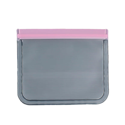 10 Pack Reusable Frosted PEVA Food Storage Bags Resealable Ziplock Freezer Safe - Pink