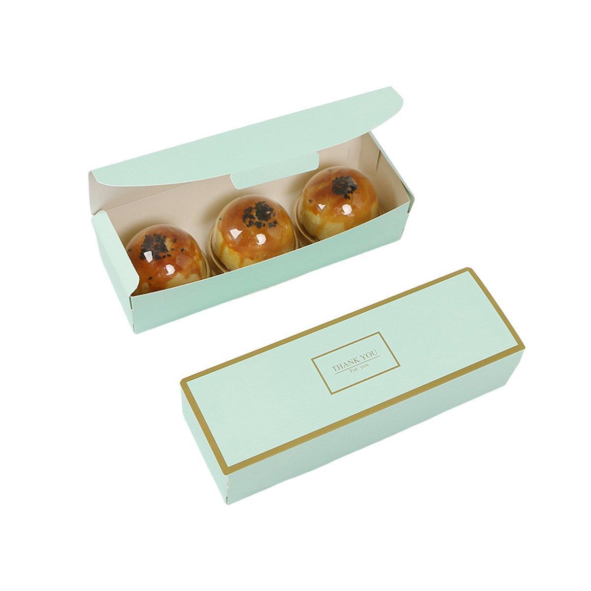 25pcs Long Strip Clamshell Packaging Box 3-Compartment Dessert Storage Box - Transparent Bag