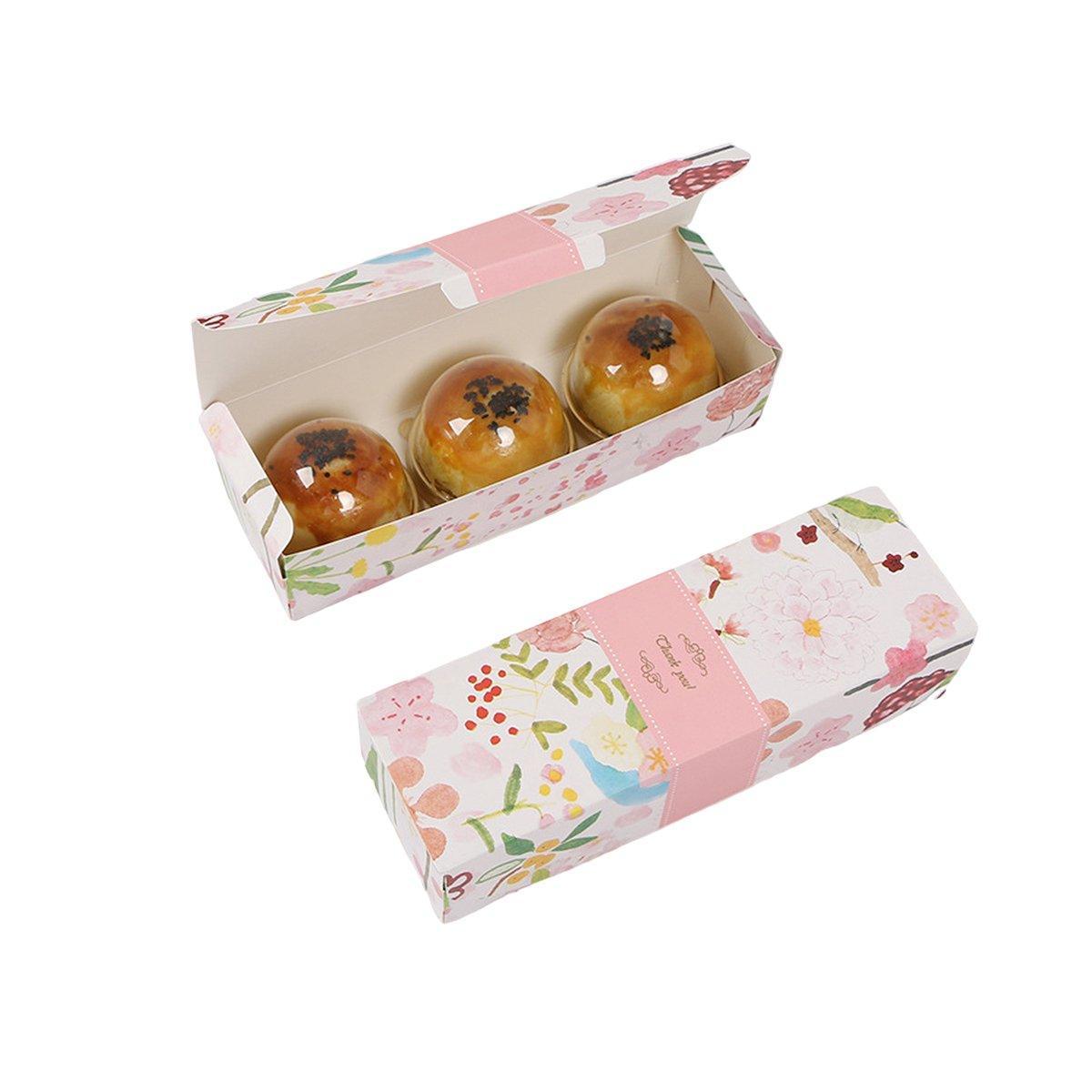 25pcs Long Strip Clamshell Packaging Box 3-Compartment Dessert Storage Box - Transparent Bag