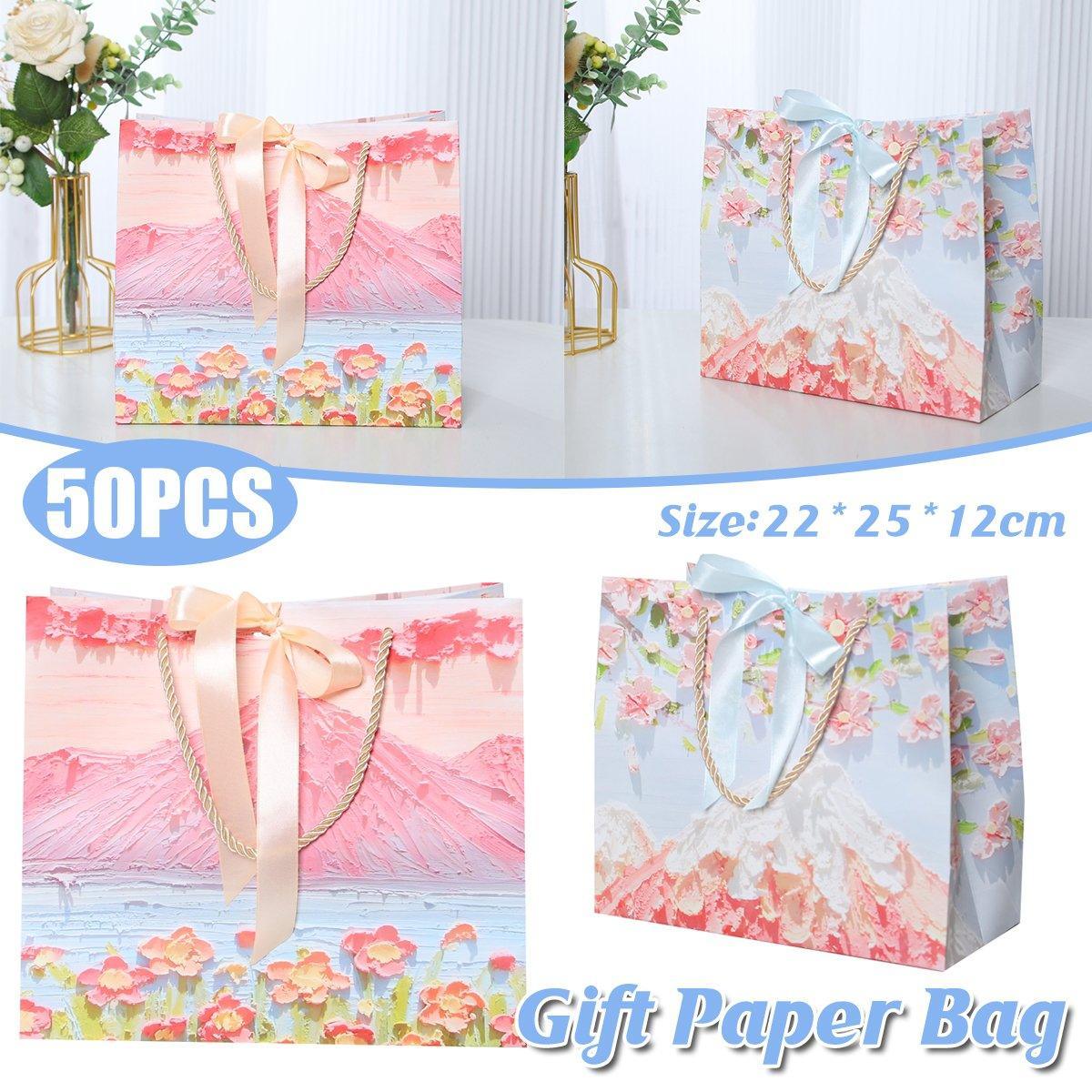 50PCS Cloud Mountain Petals Cream Wind Stereo Oil Painting Paper for Gift Wrapping - B