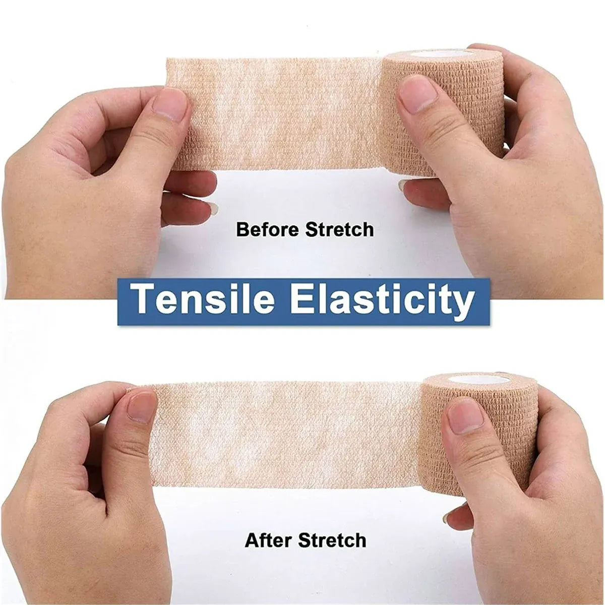 6PCS Self Adhesive Elastic Wrap Non Woven Cohesive Tape for Sports and Daily Use - 10cm