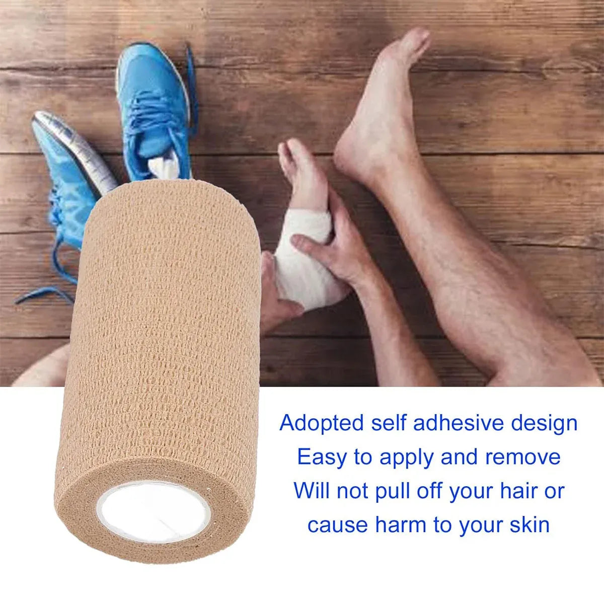 6PCS Self Adhesive Elastic Wrap Non Woven Cohesive Tape for Sports and Daily Use - 5cm