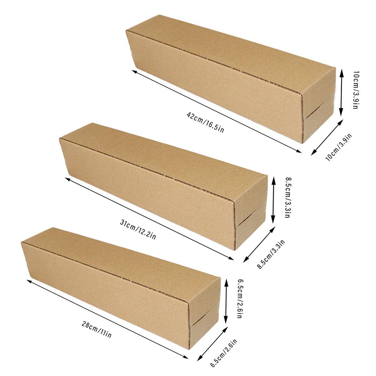 50pcs Long Strip Carton Flat Square Durable Shipping Boxes for Packaging Storage - 6.5cm x 6.5cm x 28cm