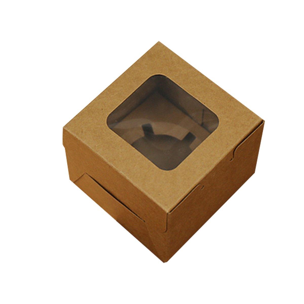 25Pcs Paper Cupcake Box with Window for Party Wedding Bakery Gift Packaging - 1 Hole