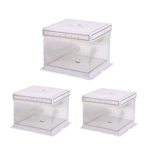 10PCS Clear Cake Box Treat Display Portable Packaging Food Safe PET Birthday - 6inch