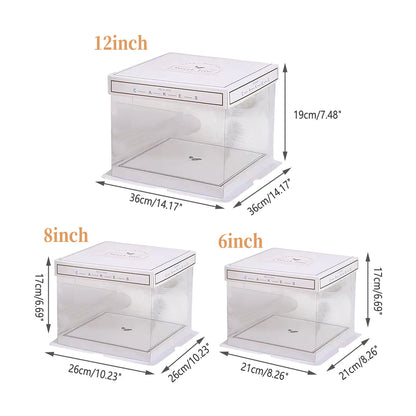 10PCS Clear Cake Box Treat Display Portable Packaging Food Safe PET Birthday - 6inch