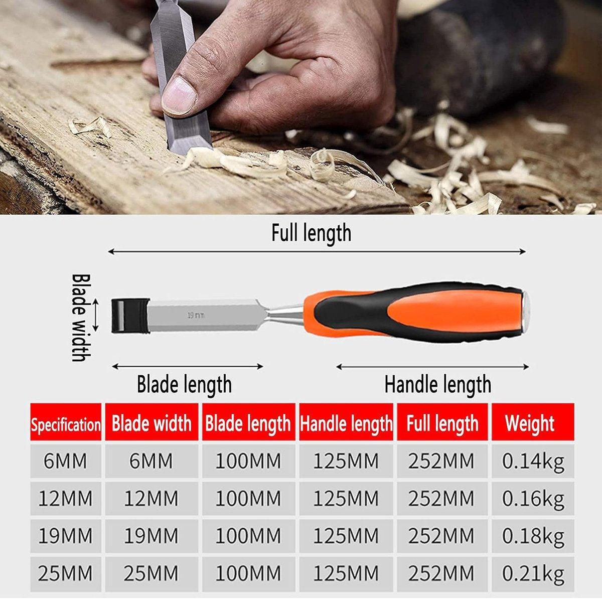 4PCS Woodworking Chisel Set Manual Carving Tools for Wood Craft DIY Projects