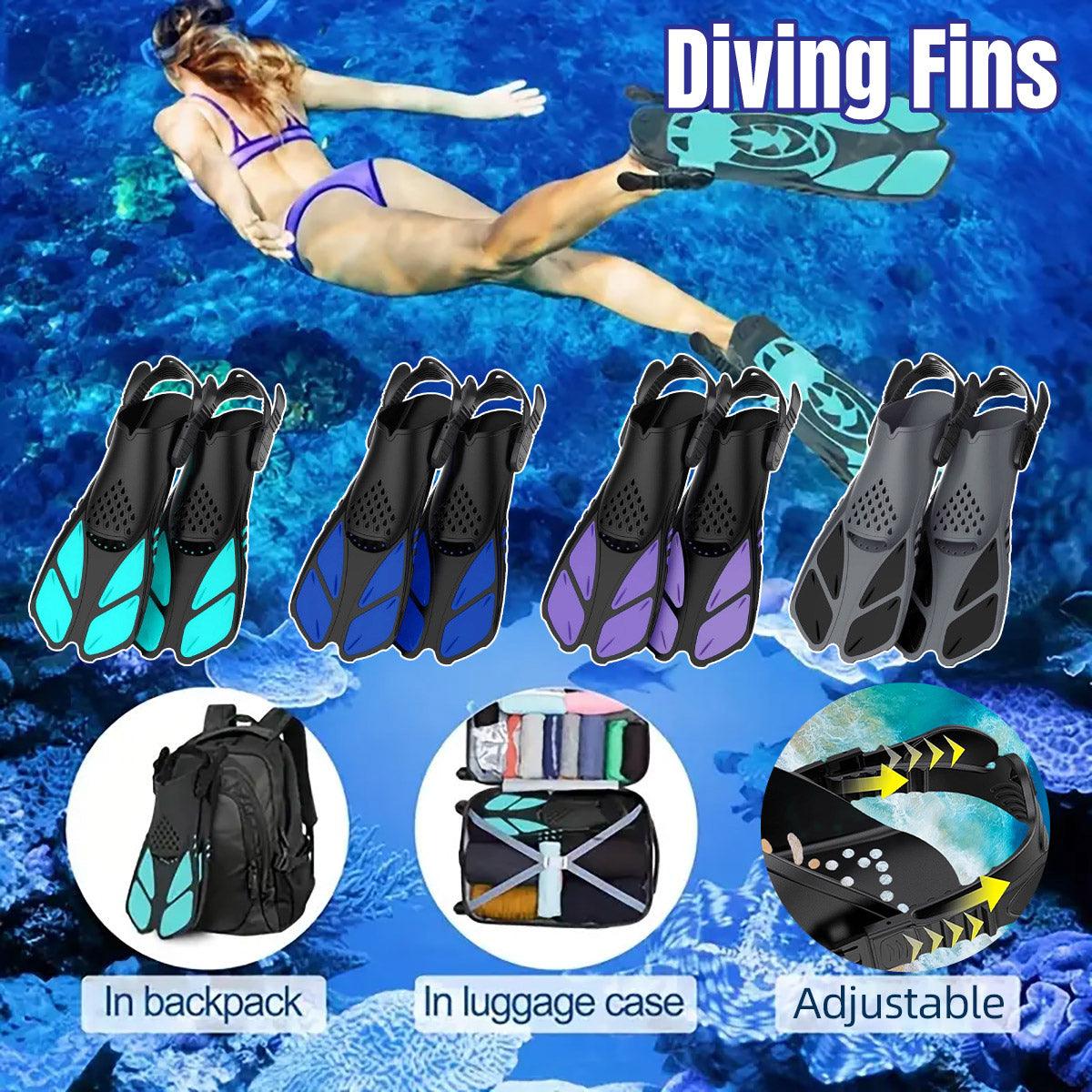 Adjustable Diving Flippers Swim Fins for Snorkeling Freestyle Training Gear - Purple-L/XL
