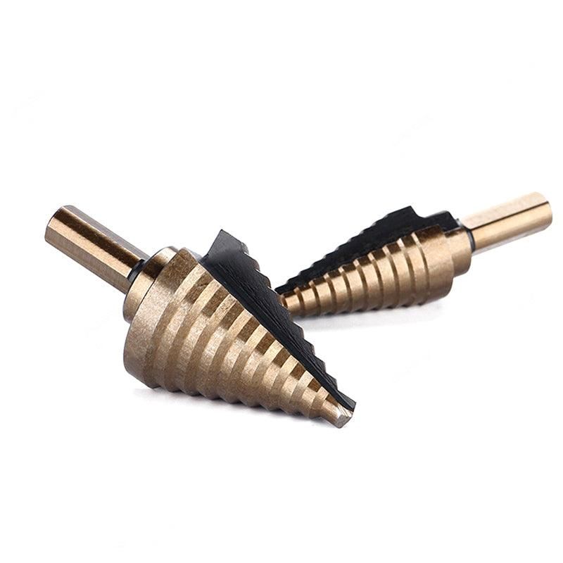 5PCS Titanium HSS Step Drill Bit Set High Speed Steel Cone Hole Cutter Kit Case