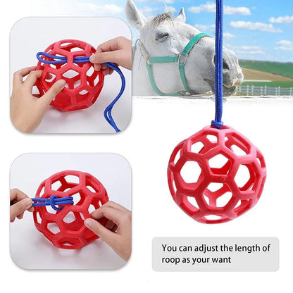 Hanging Hay Feeders Stable Feed Polo Feeding Balls Toy for Horses and Livestock - Red