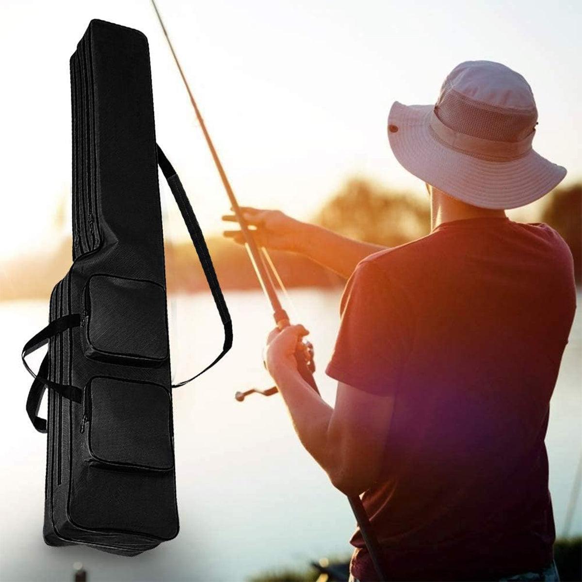130cm Big Belly Fishing Tackle Bag Rod Storage Carry Case Outdoor Fishing Bag - Light blue camouflage