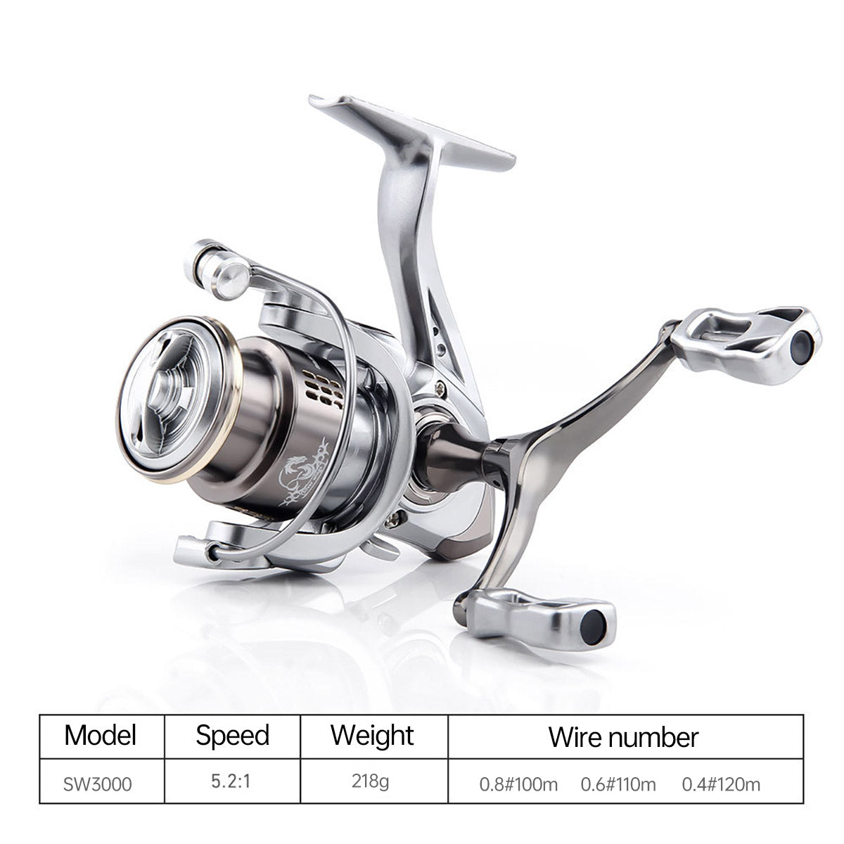 Double Handle Fishing Reel High-Speed Spinning Reel for Freshwater Saltwater - SW1500S
