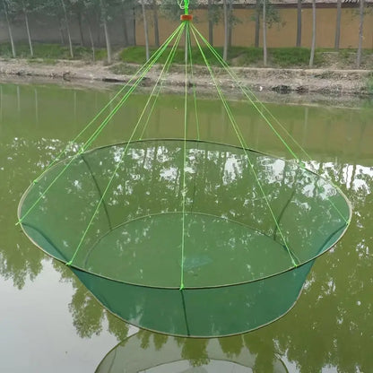 Open Folding Fishing Net Round Fishnet Portable Fish Pocket for Outdoor Angling - 80cm