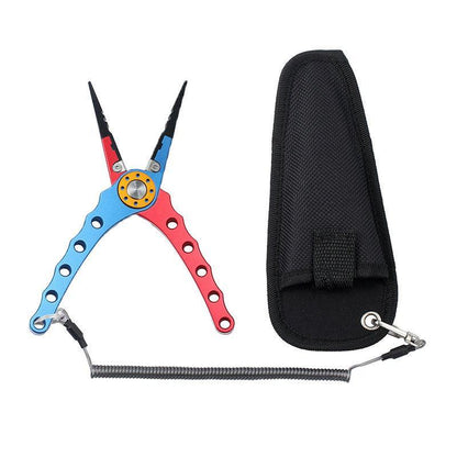 Aluminium Fishing Pliers Hook Removal Line Cutting Mono Braid Fish Grip Au Stock - Blue+Red