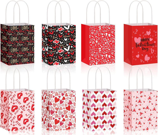 30x Valentines Day Love-Themed Tote Bag Elegant Kraft Paper Handbag Lightweight - Y173
