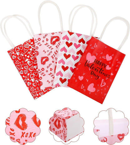 30x Valentines Day Love-Themed Tote Bag Elegant Kraft Paper Handbag Lightweight - Y173