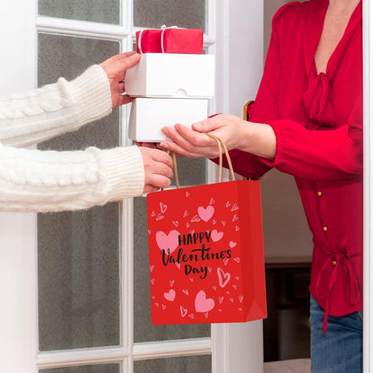 30x Valentines Day Love-Themed Tote Bag Elegant Kraft Paper Handbag Lightweight - Y173