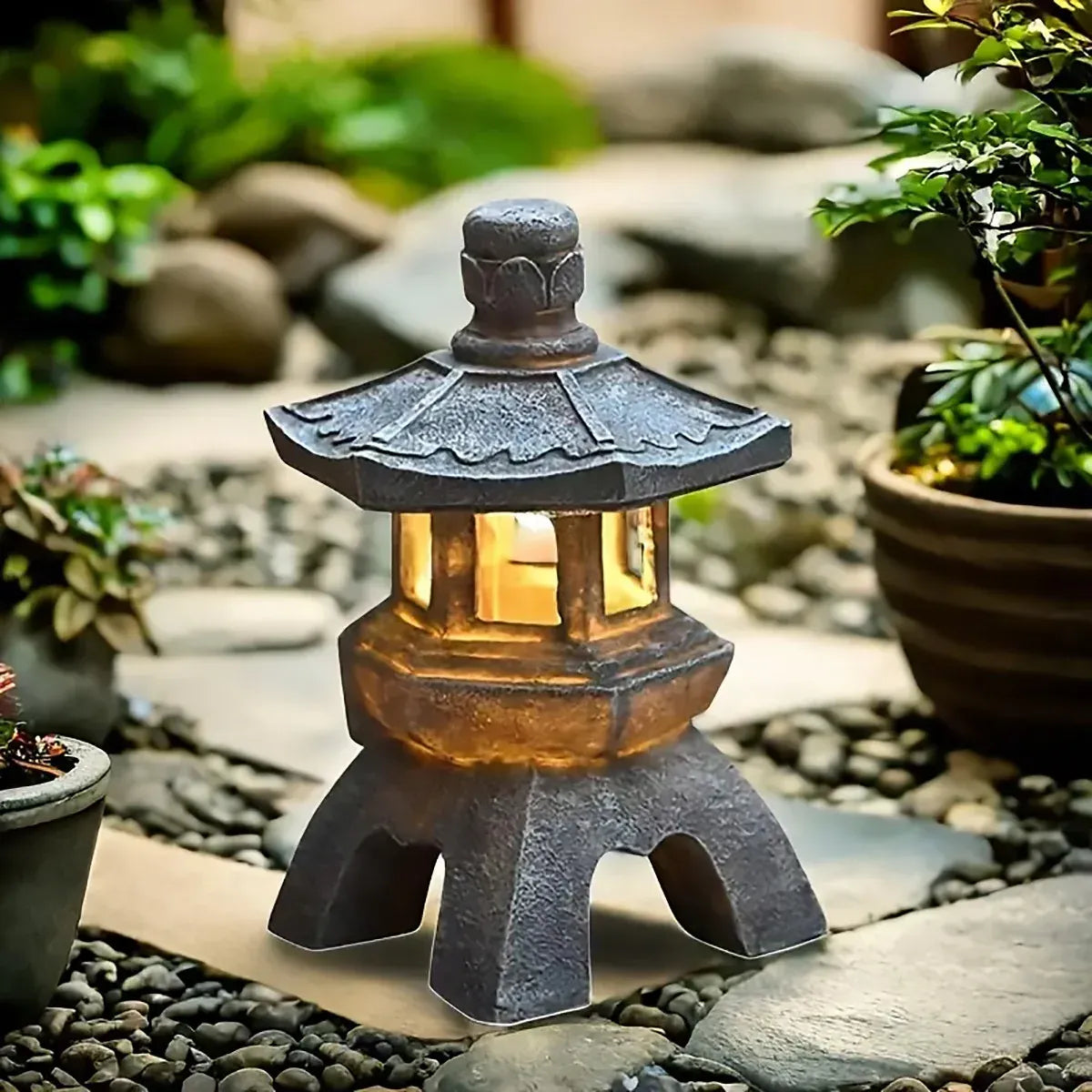 Zen Inspired Solar Pagoda Powered Outdoor Courtyard Decorative Lights Waterproof