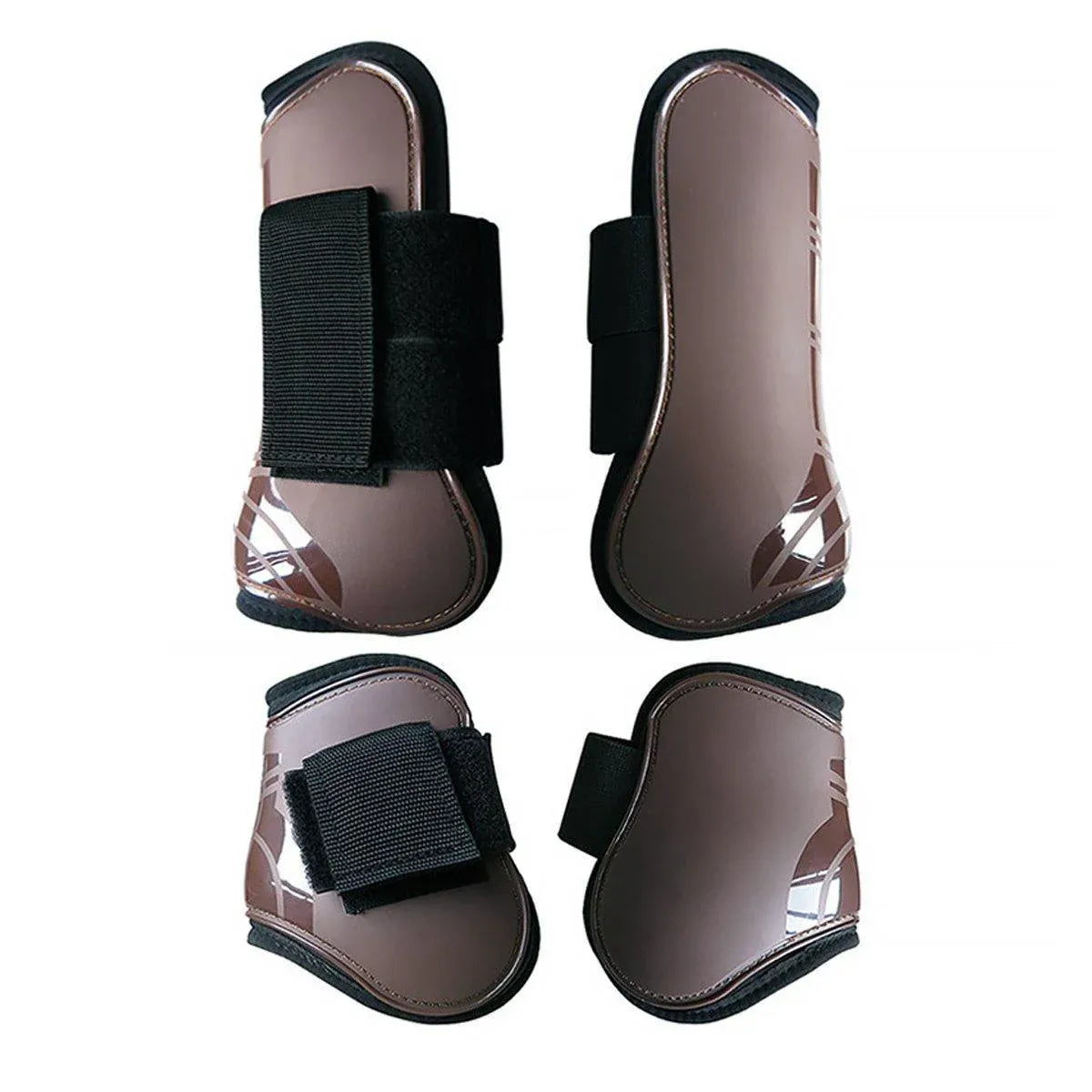 4pcs Show Jumping Horse Leg Warmers Gaiters for Joint Protection Equine Gear - Brown