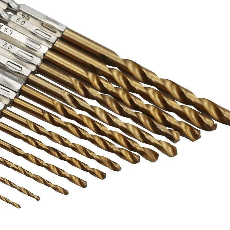 13pcs Quick Change Hss Titanium Drill Bits Hex Shank Set Soft Metal Wood Timber