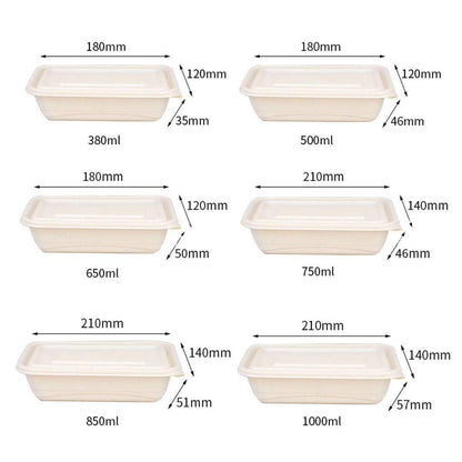 50pcs Eco Friendly Corn Starch Lunch Box Degradable Takeout Bento Container - 850ml