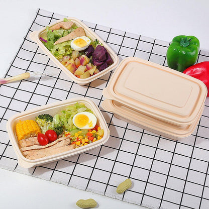 50pcs Eco Friendly Corn Starch Lunch Box Degradable Takeout Bento Container - 850ml