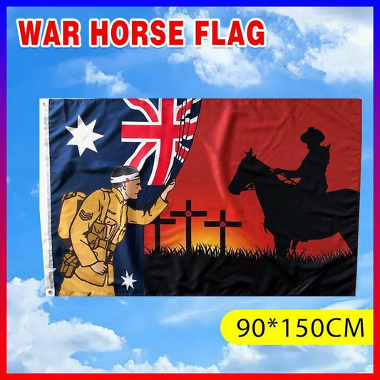 Lest We Forget Flag  Australian War Horse Flag ANZAC Day Remembrance Flag
