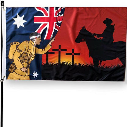 Lest We Forget Flag  Australian War Horse Flag ANZAC Day Remembrance Flag