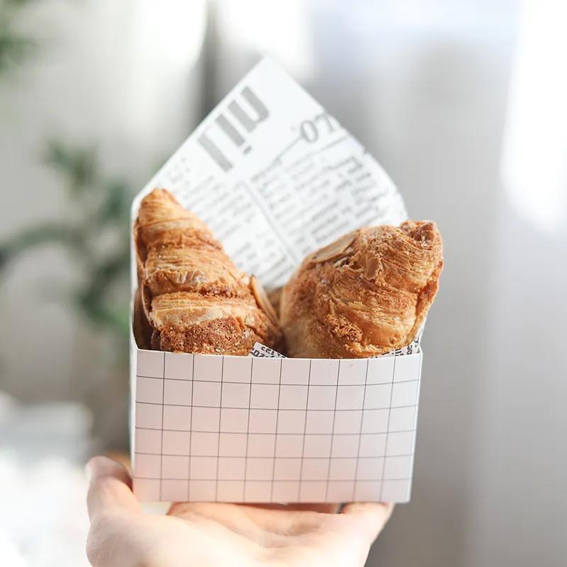 250PCS Sandwich Packaging Box Breakfast Hamburger Wrapping Box S Size - Black White