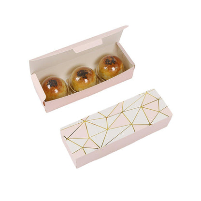 25pcs Long Strip Clamshell Packaging Box 3-Compartment Dessert Storage Box - Marble