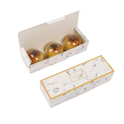 25pcs Long Strip Clamshell Packaging Box 3-Compartment Dessert Storage Box - Pink