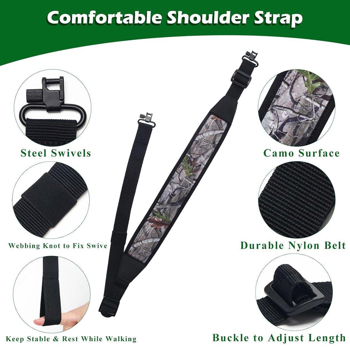 Tactical Shooting Rope Sling Adjustable Heavy Duty Sling for Firearms and Gear - Black