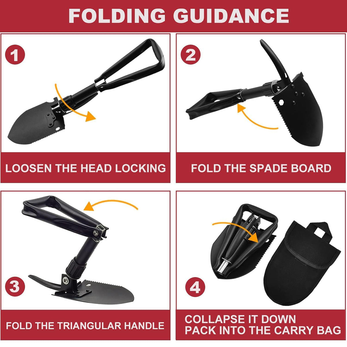 Folding Survival Shovel Outdoor Camping Emergency Tool For Hiking Fishing Rescue Gear