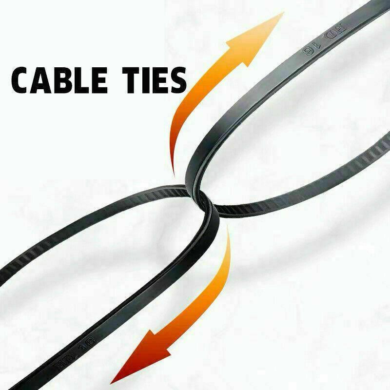 250X Cable Ties Zip Ties Nylon UV Stabilised Black Cable Tie - 3.5*300mm
