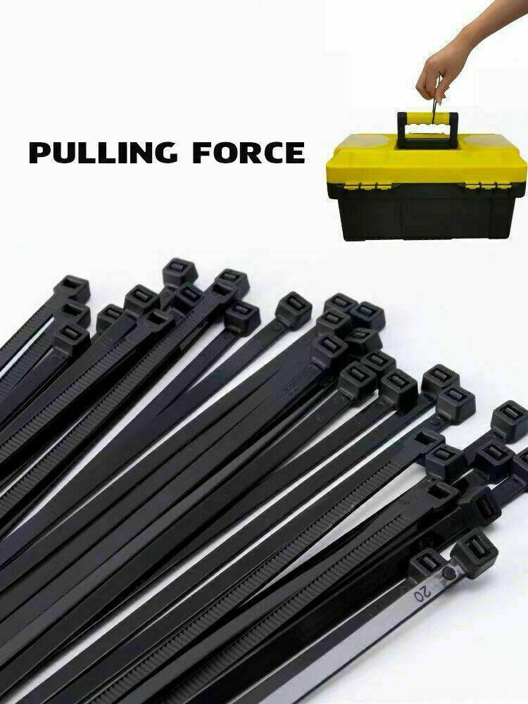 50X Cable Ties Zip Ties Nylon Uv Stabilised Black Cable Tie - 4.8*400mm