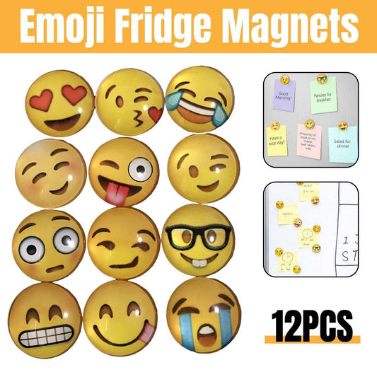 12pcs Cartoon Emoji Fridge Magnets Decorative Kitchen Refrigerator Magnets Set