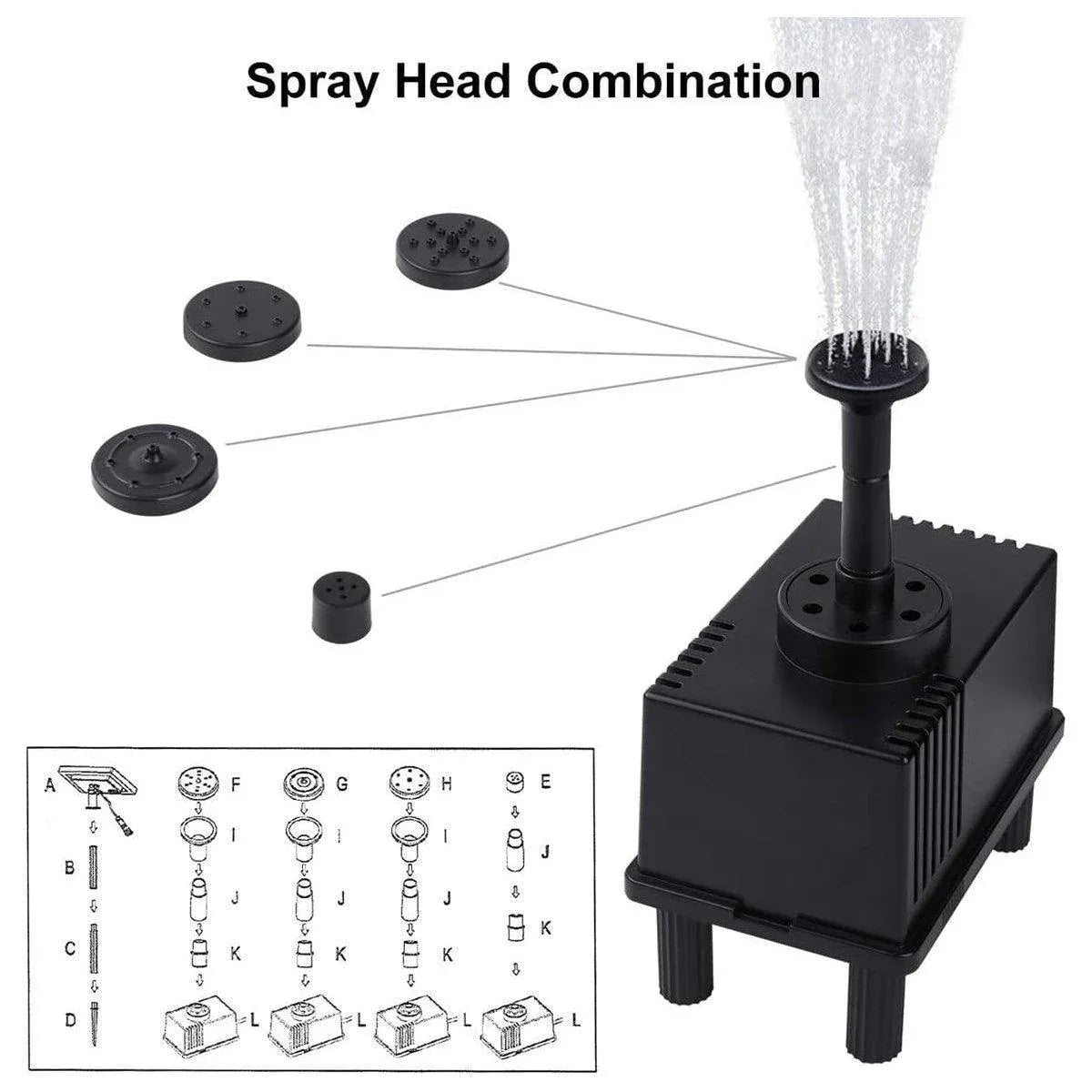 Solar Powered Water Fountain Pump Garden Pond Submersible Filter Fish Tank Kit