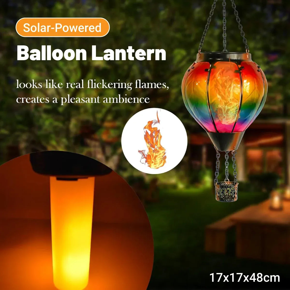 Hot Air Balloon Solar Lantern Garden Decor Outdoor Patio Hanging Lights Durable