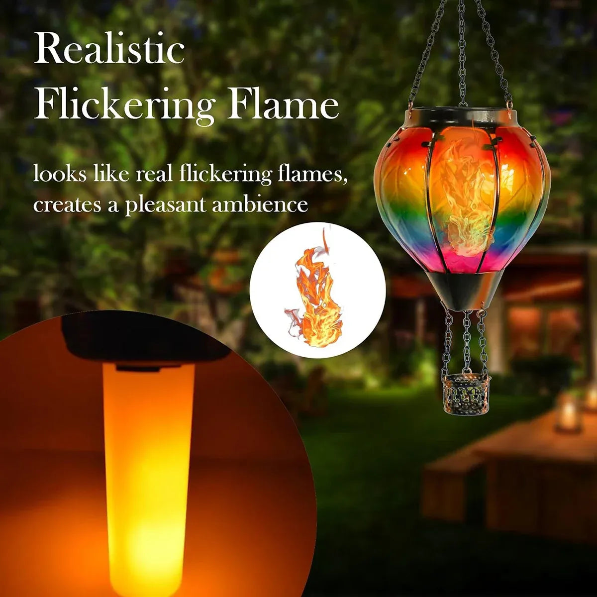 Hot Air Balloon Solar Lantern Garden Decor Outdoor Patio Hanging Lights Durable