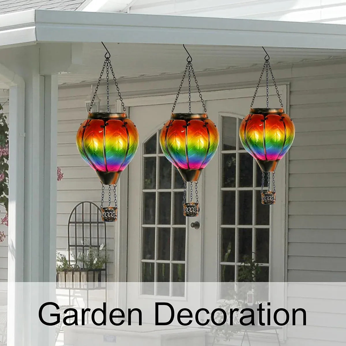 Hot Air Balloon Solar Lantern Garden Decor Outdoor Patio Hanging Lights Durable