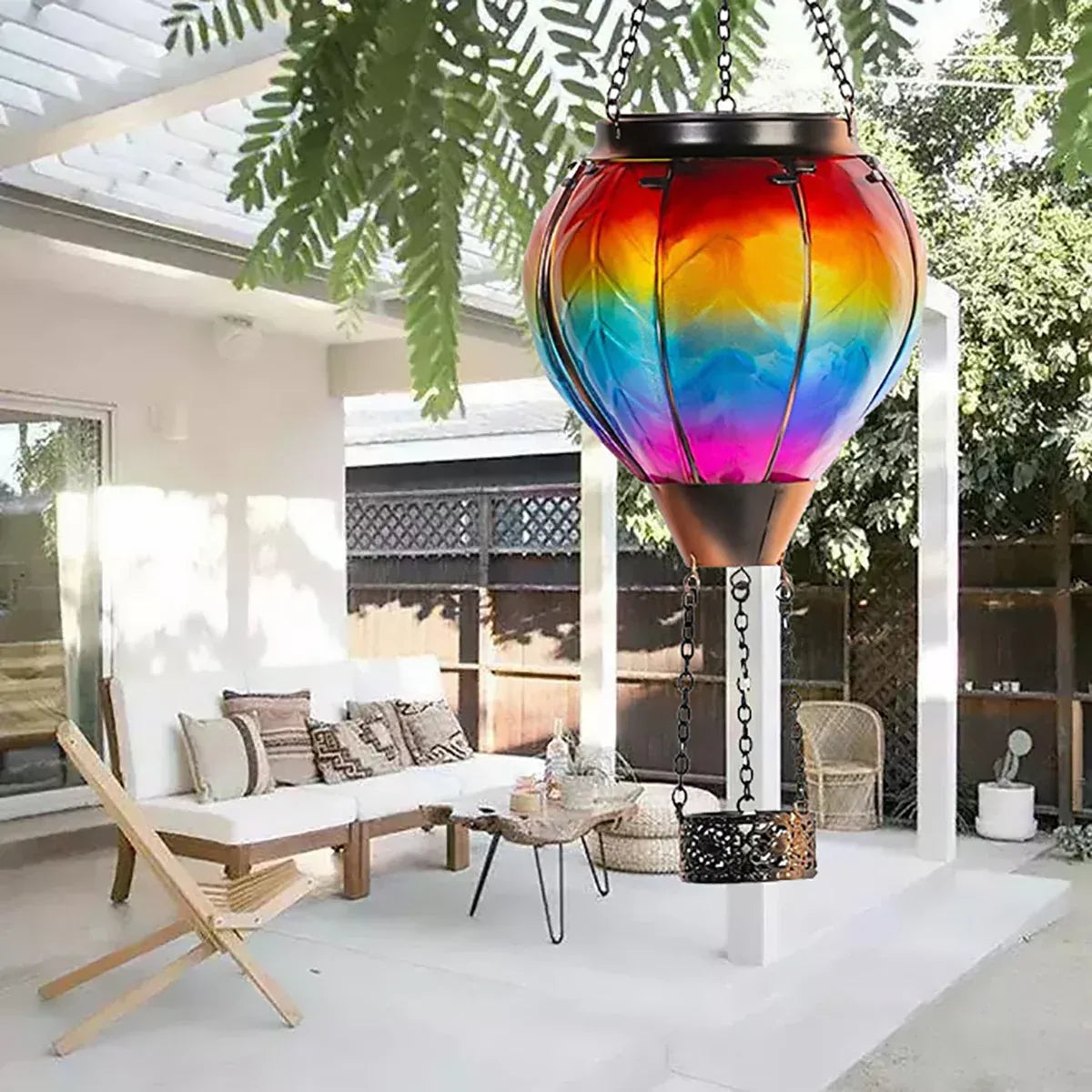 Hot Air Balloon Solar Lantern Garden Decor Outdoor Patio Hanging Lights Durable